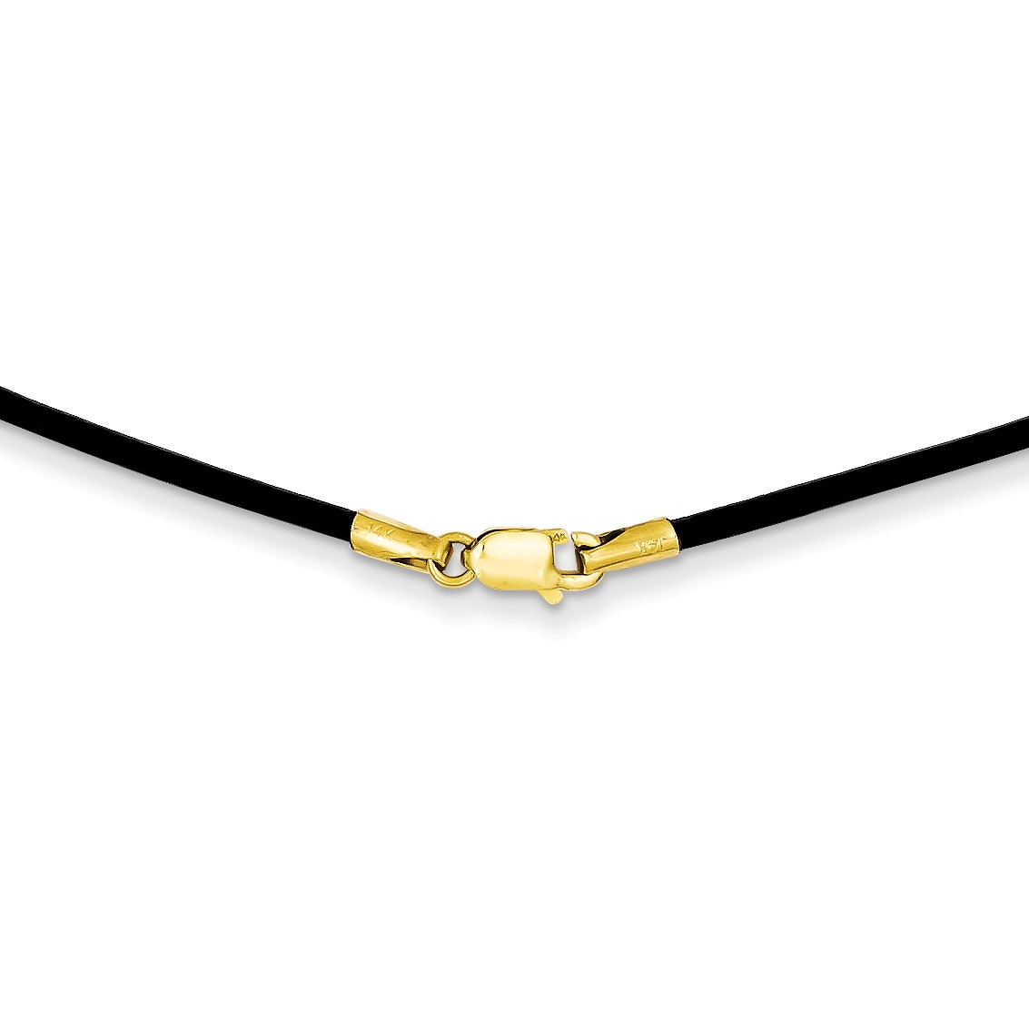 14k 1.5mm 20in Black Leather Cord Necklace in 14k Yellow Gold