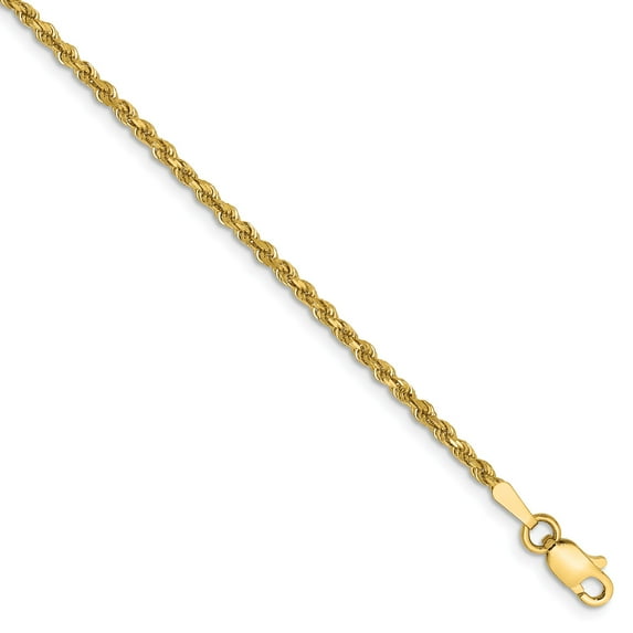 14k 1.75mm D/C Rope Anklet in 14k Yellow Gold