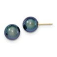 thumbnail image 1 of 14k 10-11mm Black Round Freshwater Cultured Pearl Stud Earrings, 1 of 1