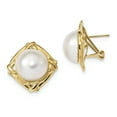 thumbnail image 1 of 14k 13-14mm White Mabe Freshwater Cultured Pearl Omega Back Earrings XMP100 (6.56 grams|13 to 14MM x 13 to 14MM), 1 of 1