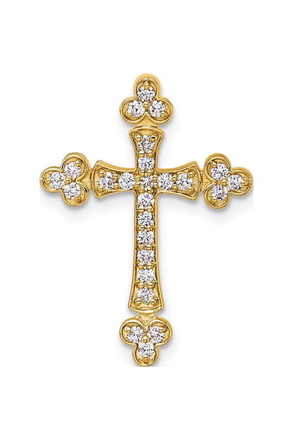 14k 13ct Diamond Budded Cross Chain Slide Yellow Gold Material Radiant Heirloom Elegant Celebrate milestones with style and brilliance