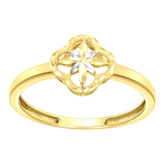 14k 14kt Two-Tone Gold Womens Clover Good Luck Ring