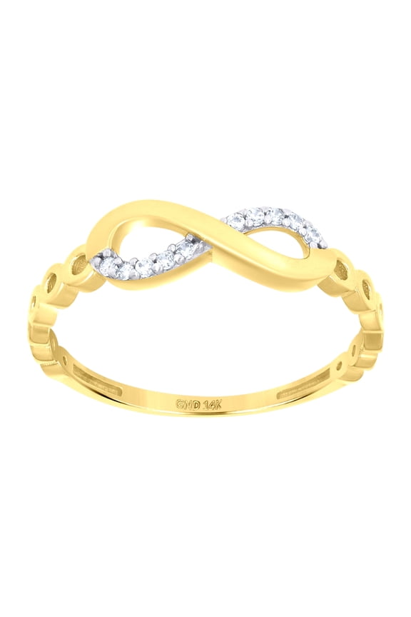 Infinity Symbol Cubic Zirconia Ring 14k, Two-Tone Gold