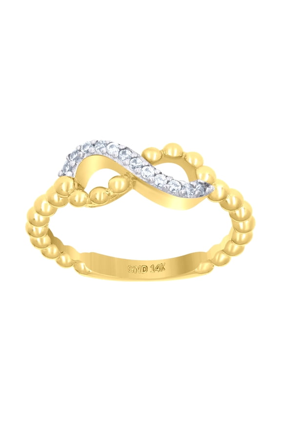 14k 14kt Two-Tone Gold Womens Cubic-Zirconia Infinity Symbol Ring