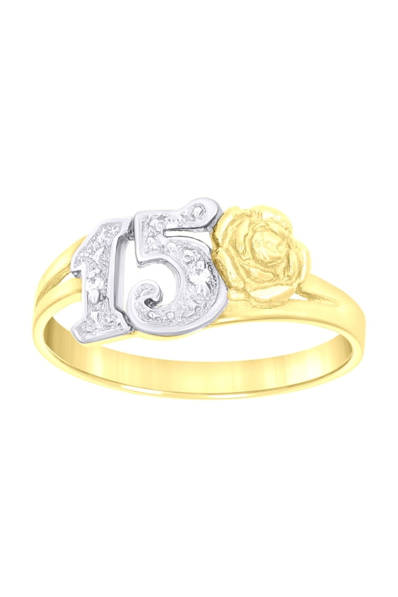 14k 14kt Two-tone Gold Womens Anos 15 Quinceanera Ring