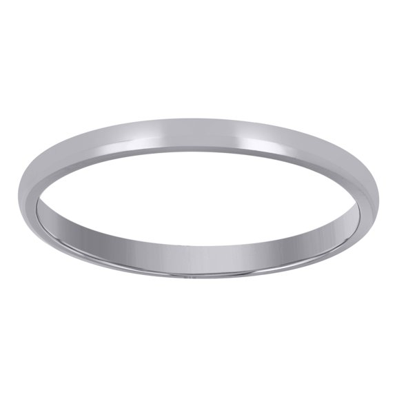 14k 14kt White Gold Unisex Dome Polished Comfort-Fit 2mm-Size 9 Wedding Engagement Band Ring