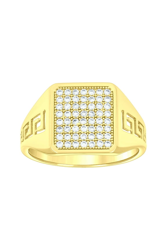 14k 14kt Yellow Gold Mens Cubic-Zirconia Square Head Fashion Ring
