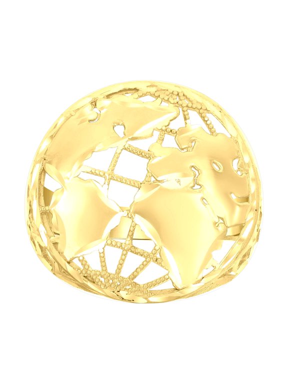 14k 14kt Yellow Gold Mens World Map Globe Ring