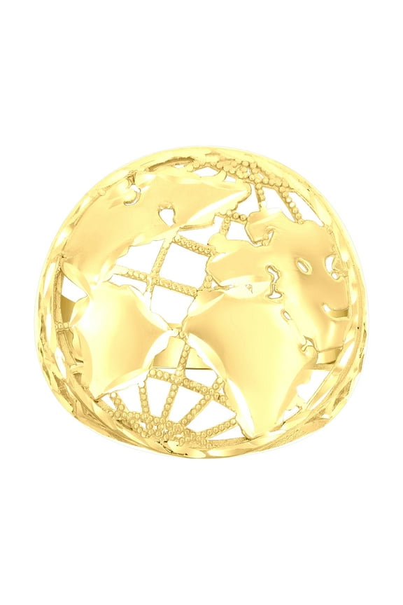 14k 14kt Yellow Gold Mens World Map Globe Ring