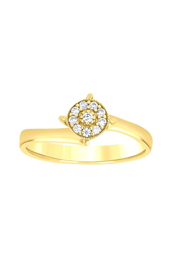 14k 14kt Yellow Gold Womens Cubic-Zirconia Round Head Fashion Ring Size 7