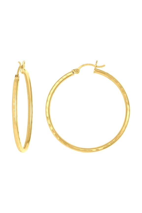 14k Yellow Gold Womens Diamond-cut Round Tube Hoop Earrings 2mm-38 Jewelry Gift for Women