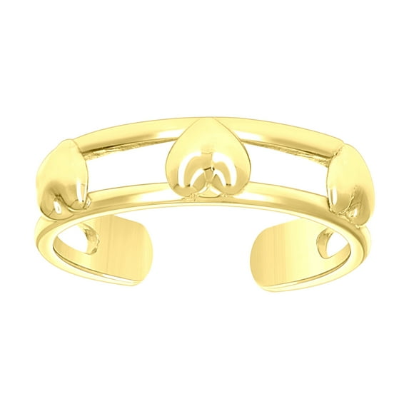 14k 14kt Yellow Gold Womens Hearts Toe Ring