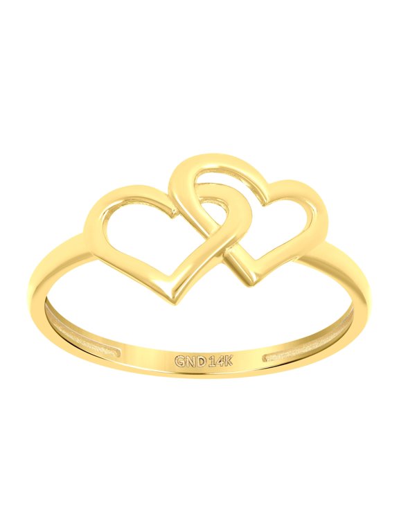 14k 14kt Yellow Gold Womens Intertwined Hearts Ring