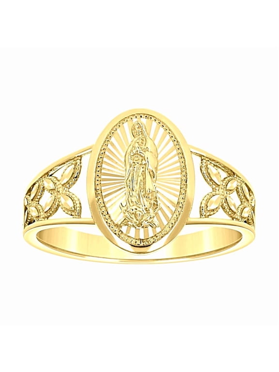 14k 14kt Yellow Gold Womens Oval Head Guadalupe Religious Ring