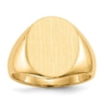 thumbnail image 1 of 14k Yellow Gold Brushed Polished Solid Back Signet Ring Size 8 - 10.9 Grams -  Jewelry Gift for Mom, 1 of 6