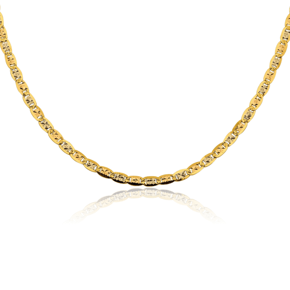 14K Solid 3.8mm Tri Color Pink White Yellow Gold Valentino Chain Necklace