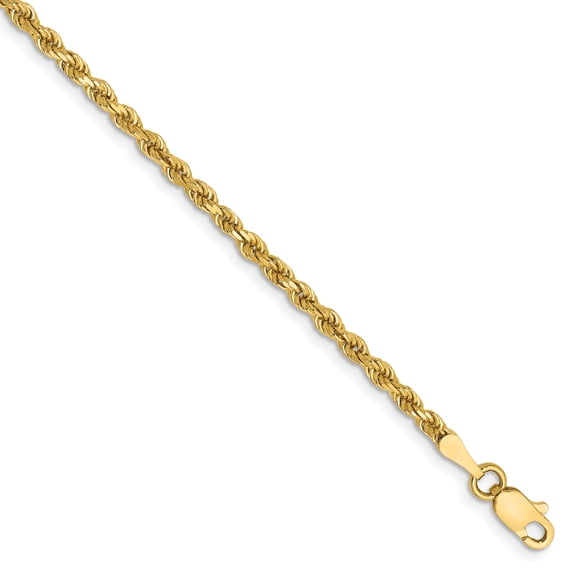 14k 2.25mm Diamond-Cut Rope Bracelet with Lobster Clasp Chain