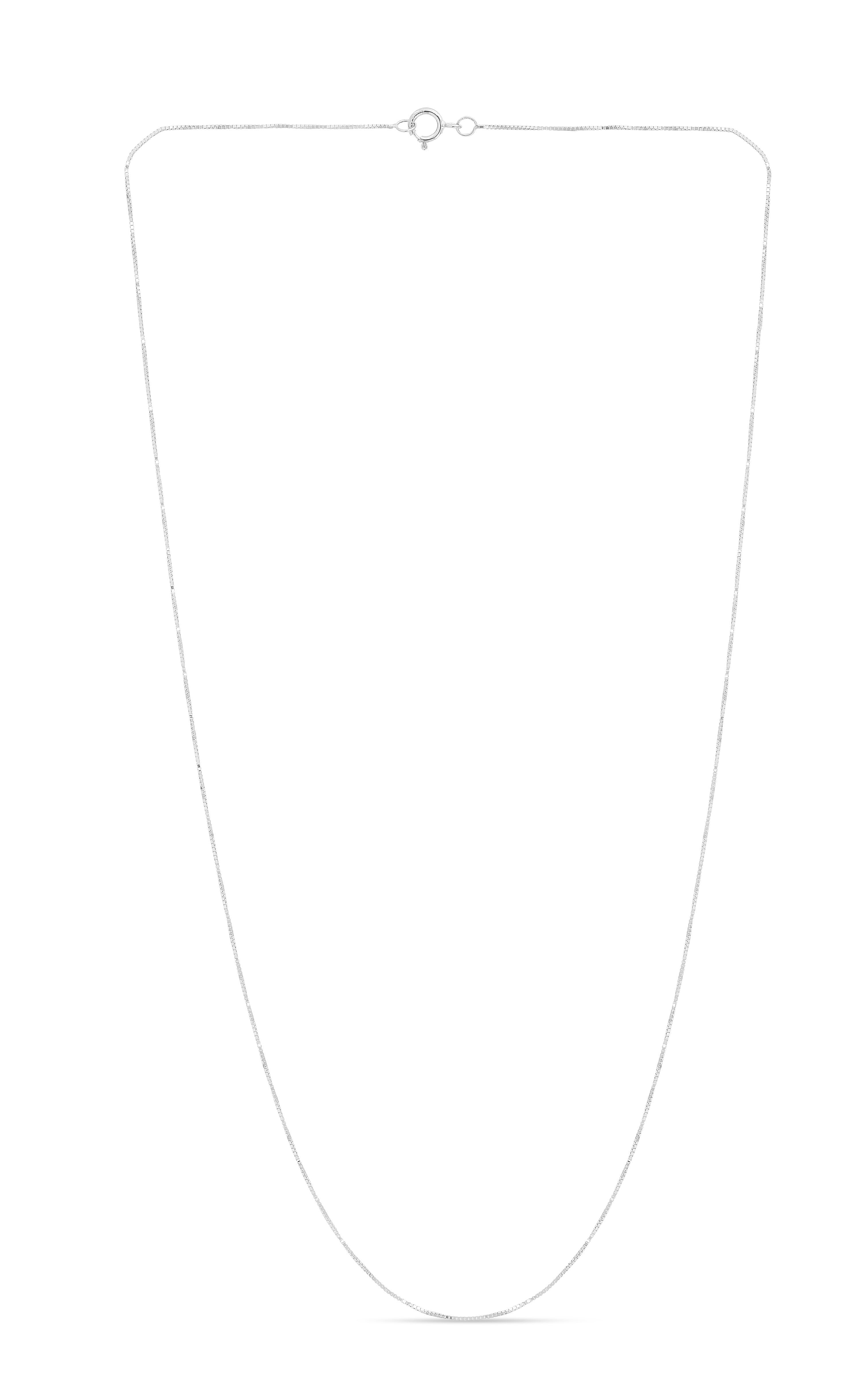 14k 20" White Gold 0.45mm Shiny Classic Box Chain with Spring Ring Clasp