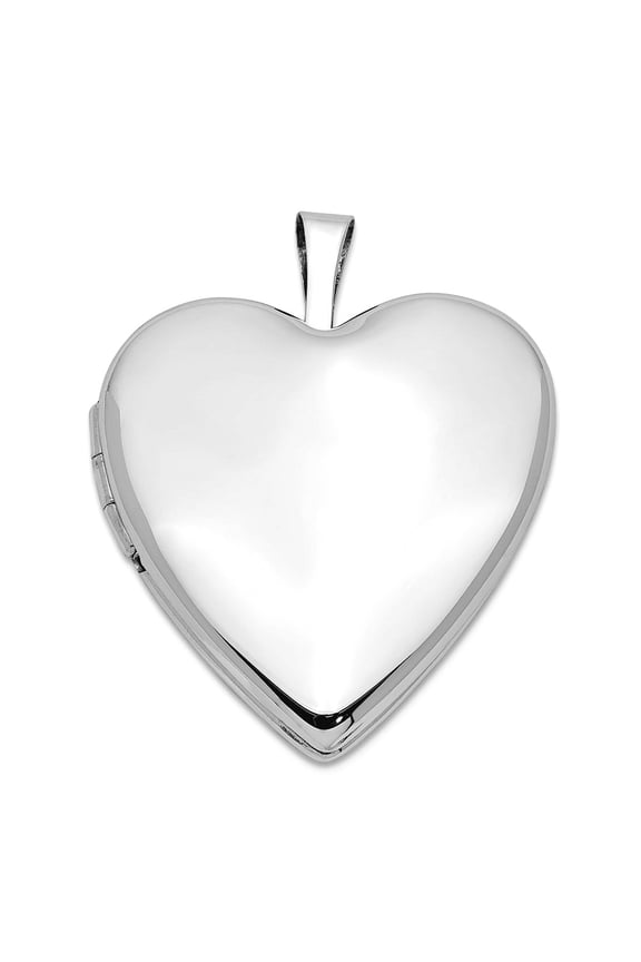 14k 20mm White Gold Holds 2 photos Plain Polished Love Heart Locket Locket Necklace for Women