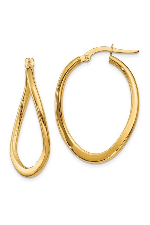 14k 2mm Polished Tapered Twist Hoop Earrings