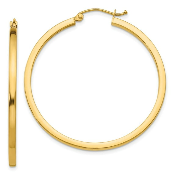 14k 2mm Square Tube Hoop Earrings