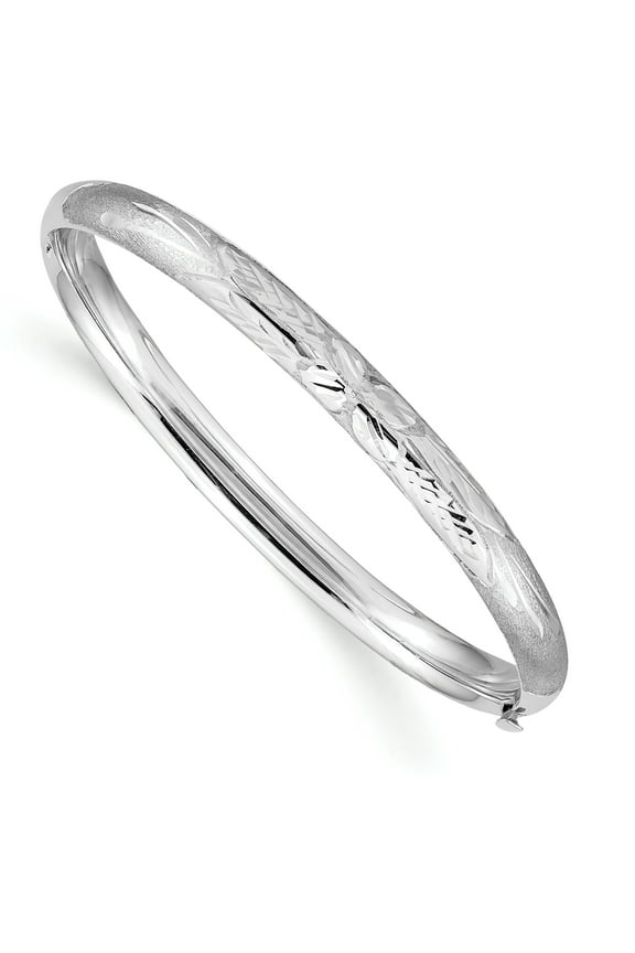 14k 3/16 White Gold Florentine Baby Bangle Bracelet