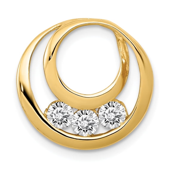 14k Complete 3-3.2mm AAA Diamond Three-Stone Circle Chain Slide XP1474AAA