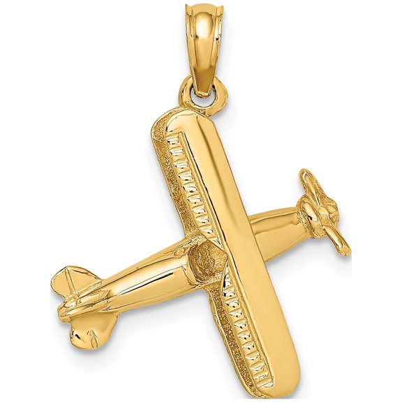 14k 3-D Bi-Plane Charm Yellow Gold Solid Heirloom Luxe Romantic A thoughtful gift for anniversaries birthdays or special occasions