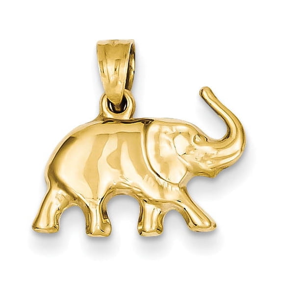 14k 3-D Elephant Pendant, Yellow Gold
