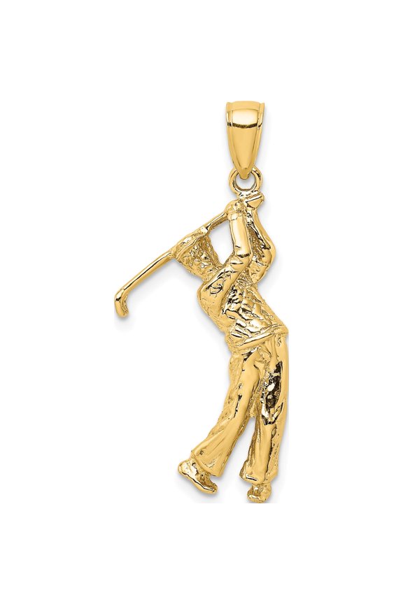 14k 3-D Golfer in Swing Charm Yellow Gold Solid Luxury Unique Vibrant An unforgettable keepsake to treasure forever