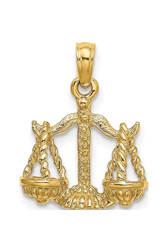14k 3-D Libra Zodiac Charm Yellow Gold Solid Timeless Opulent Artisan Ideal for collectors and jewelry lovers