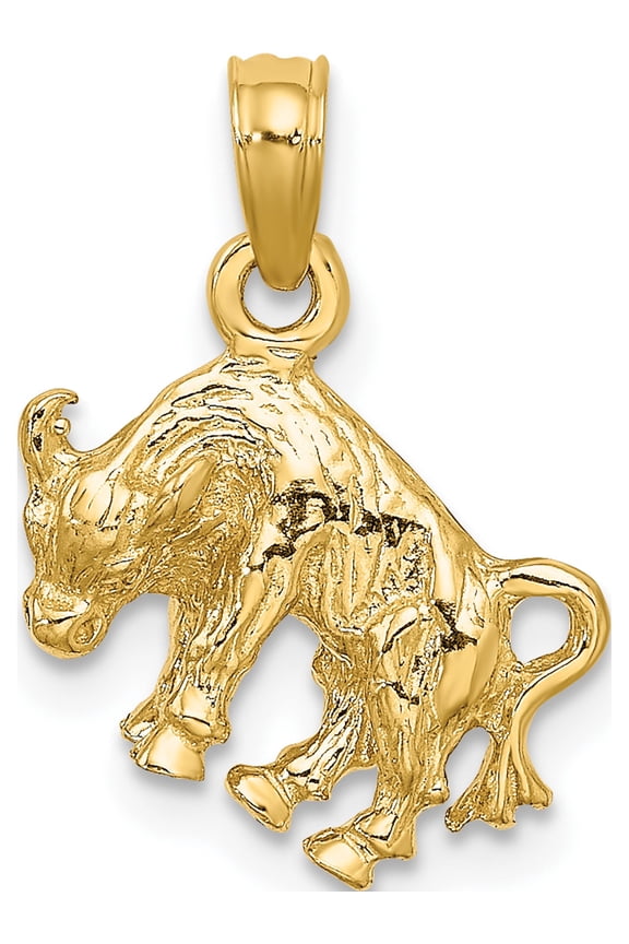 14k 3-D Taurus Zodiac Charm Yellow Gold Solid Graceful Chic Flawless Made for expressing your unique story