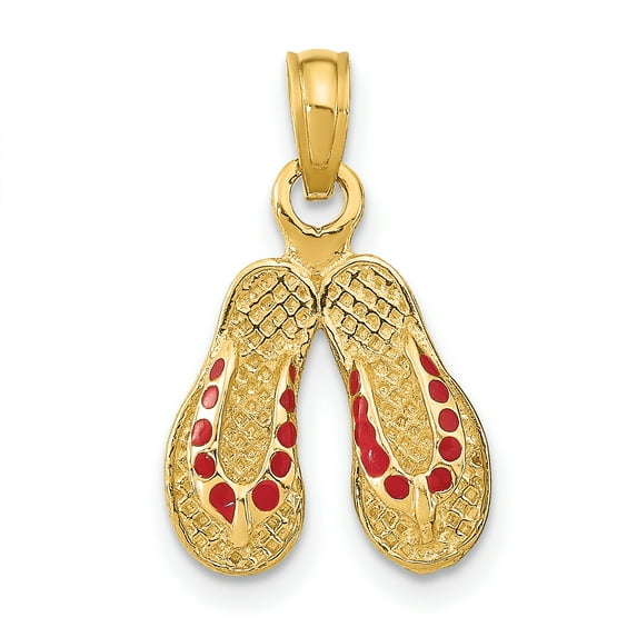 14k 3D W/ Red Enamel Double Flip-Flop Charm K6665