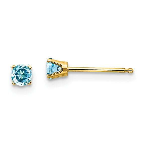14k 3mm December/Blue Topaz Post Earrings in 14k Yellow Gold