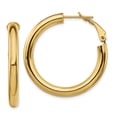 thumbnail image 1 of 14k 4x25mm Polished Round Omega Back Hoop Earrings 14k Yellow Gold Earrings, 1 of 1