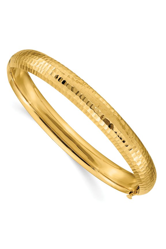 14k 5/16 Hammered Fancy Hinged Bangle Bracelet