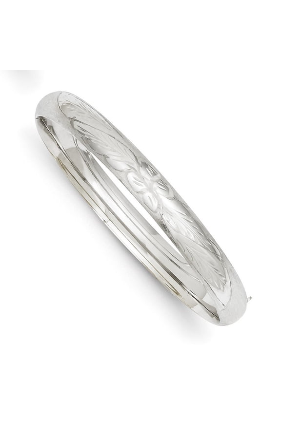 14k Hollow Safety bar Polished and satin Gold 5/16 WG Florentine Engraved Hinged Cuff Stackable Bangle Bracelet Measures