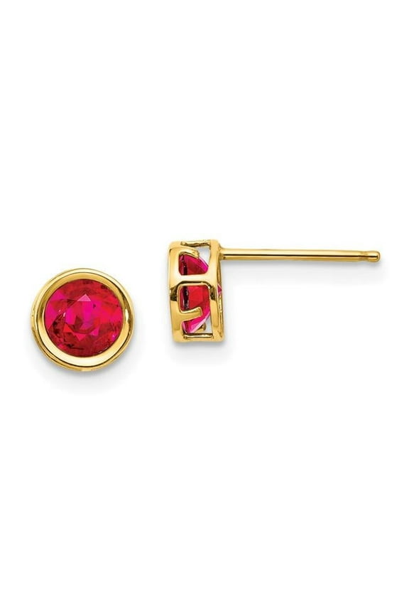 14k 5mm Bezel Ruby Stud Earrings