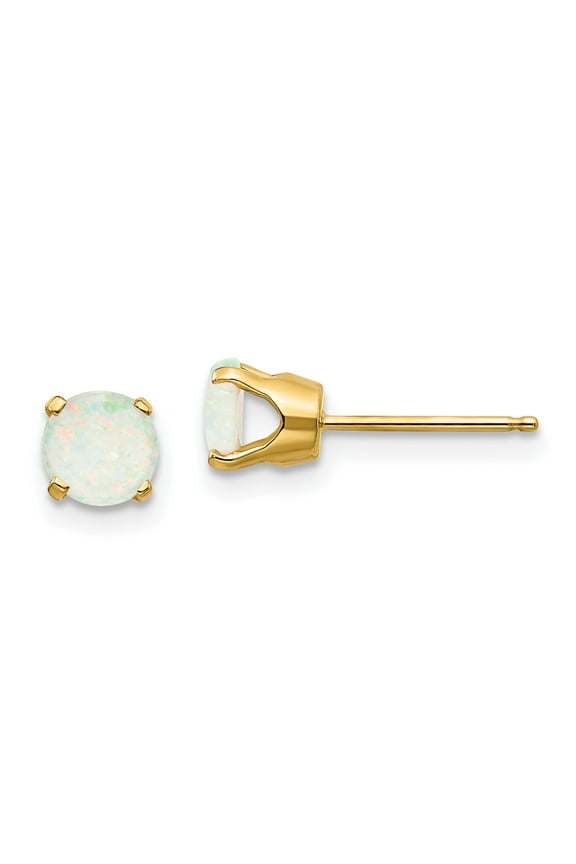14k 5mm Opal Earrings - October 14k Yellow Gold Earrings