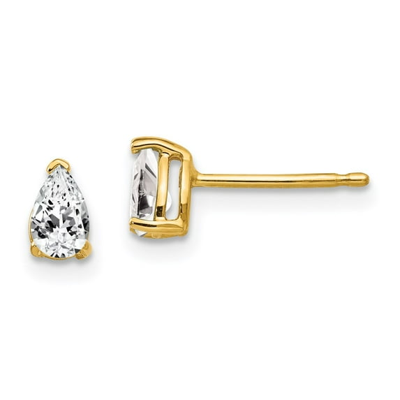14k 5x3mm Pear Cubic Zirconia Earrings in 14k Yellow Gold