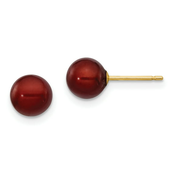 14k 6-7mm Brown Round Freshwater Cultured Pearl Stud Post Earrings X60PC