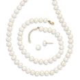 thumbnail image 1 of 14k 6-7mm Freshwater Cultured Pearl 7.25 with 1 ext Brace 18 with 2 ext Neck Earring Set, 1 of 3
