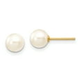 thumbnail image 1 of 14k 6-7mm Round White Saltwater Akoya Cultured Pearl Stud Earrings, 1 of 3