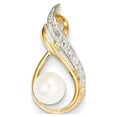 thumbnail image 1 of 14k 6-7mm White Round Freshewater Cultured Pearl and Diamond Pendant in 14k Yellow Gold, 1 of 2