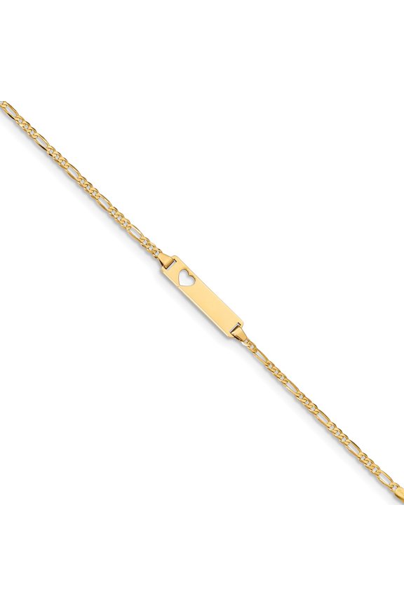 14k 6in Engraveable Plate with Stamped-Out Heart Baby/Child ID