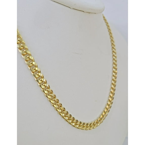 14k 6mm Miami Cuban Link Chain Yellow Gold Necklace 18"-26" Inches Real (length:18;)