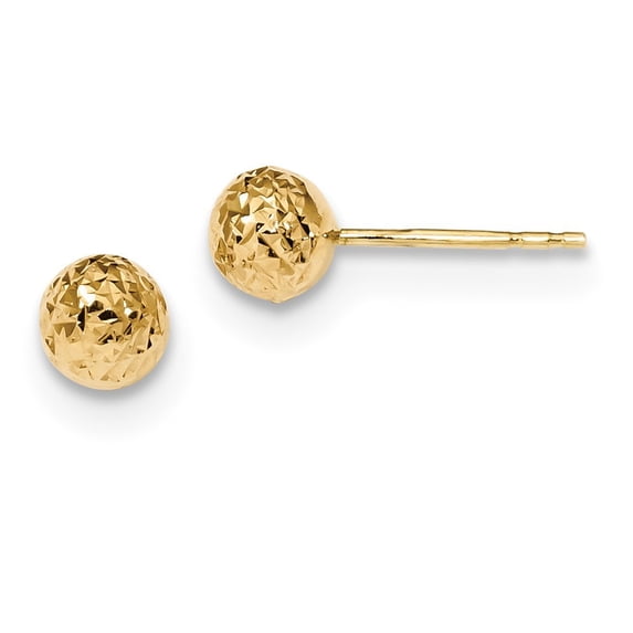 14k 6mm Sparkle-Cut Ball Post Earrings - .9 Grams - Measures 6x6mm Wide