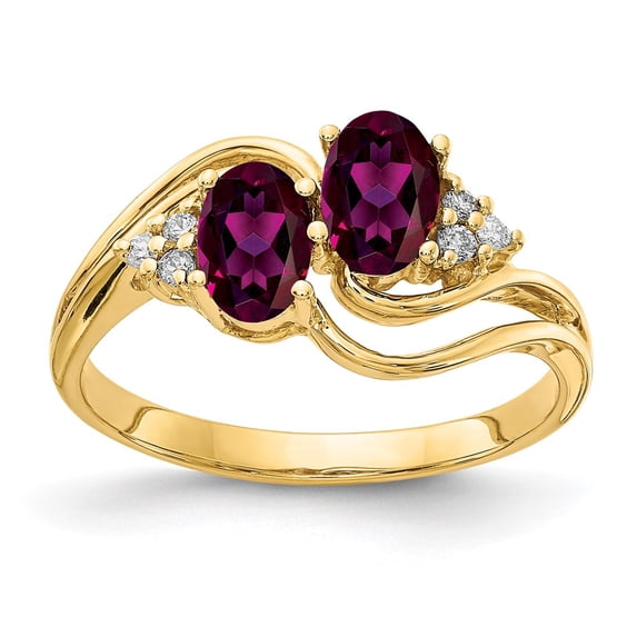 14k 6x4mm Oval Rhodolite Garnet A Diamond ring