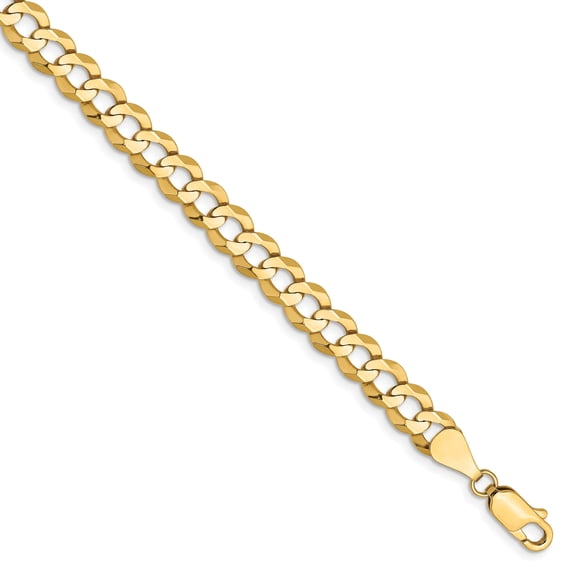 14k 7.2mm Solid Polished Light Flat Cuban Chain (Weight: 8.87 Grams, Length: 7 Inches)