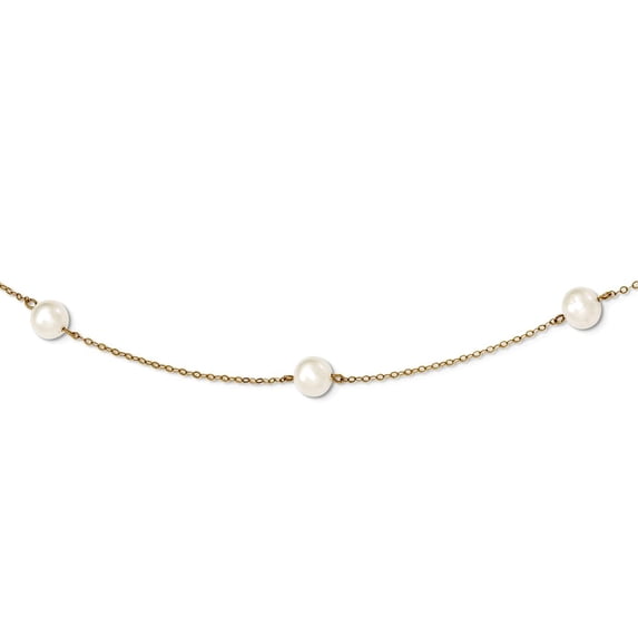 14k Yellow Gold Lobster Claw Closure 7-8mm White Freshwater Cultured Pearl 7-station Necklace 16 Inch Pendant Necklace f